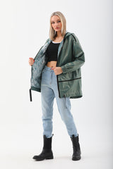 The Sage Olive Green Leather Jacket - Vinci Leather
