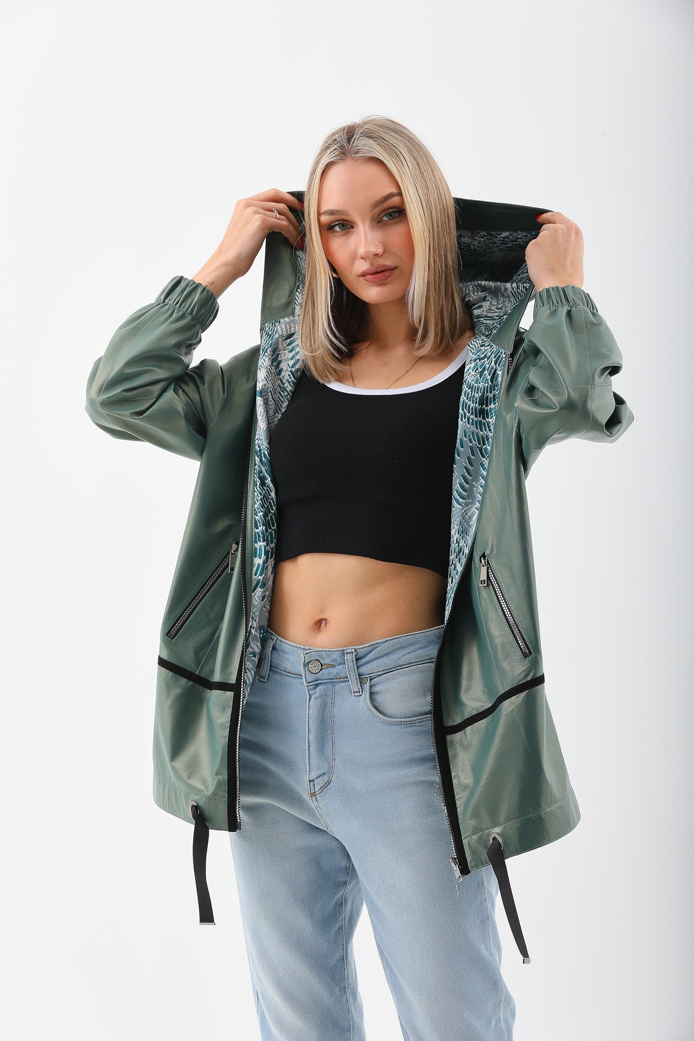 The Sage Olive Green Leather Jacket - Vinci Leather