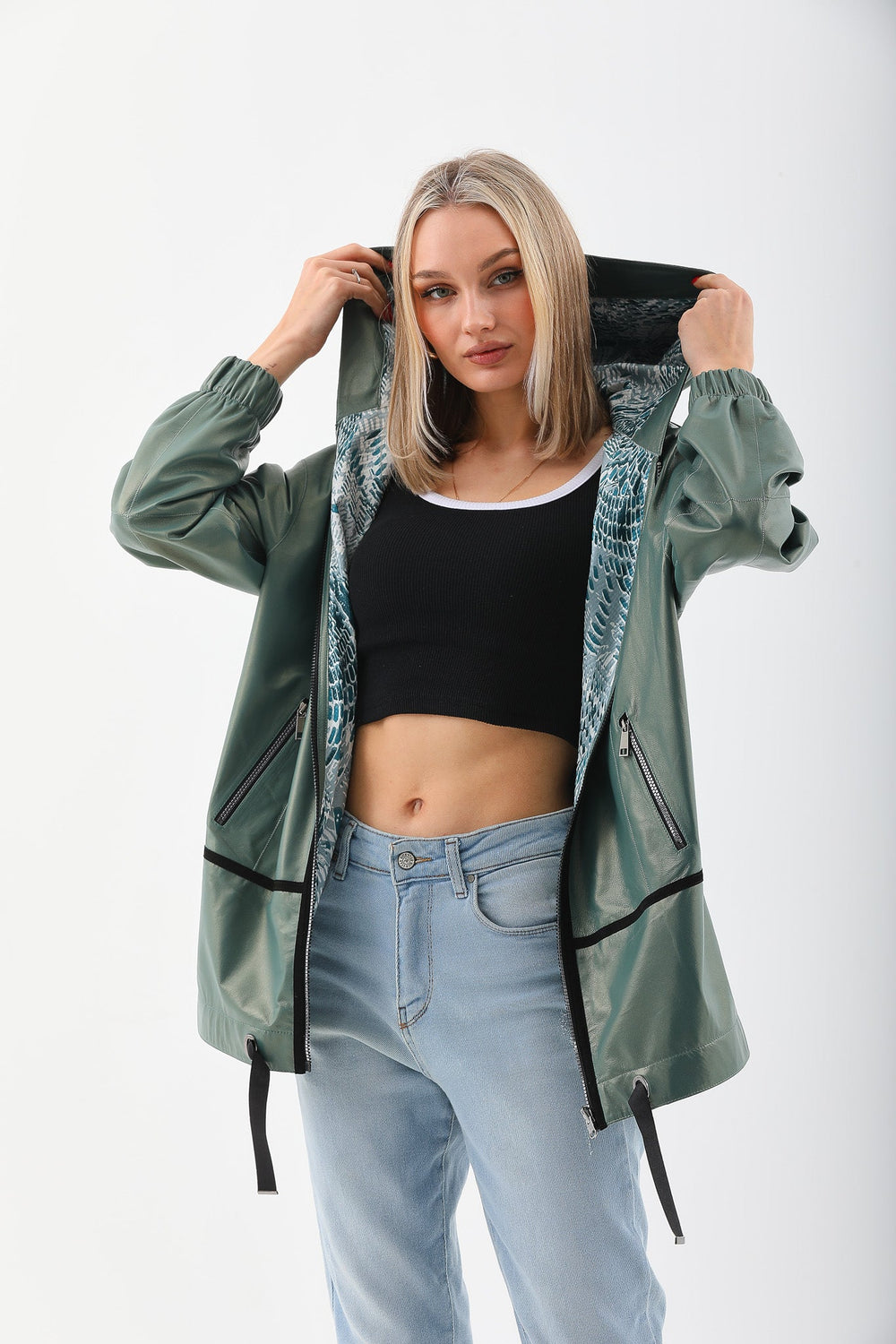 The Sage Olive Green Leather Jacket - Vinci Leather