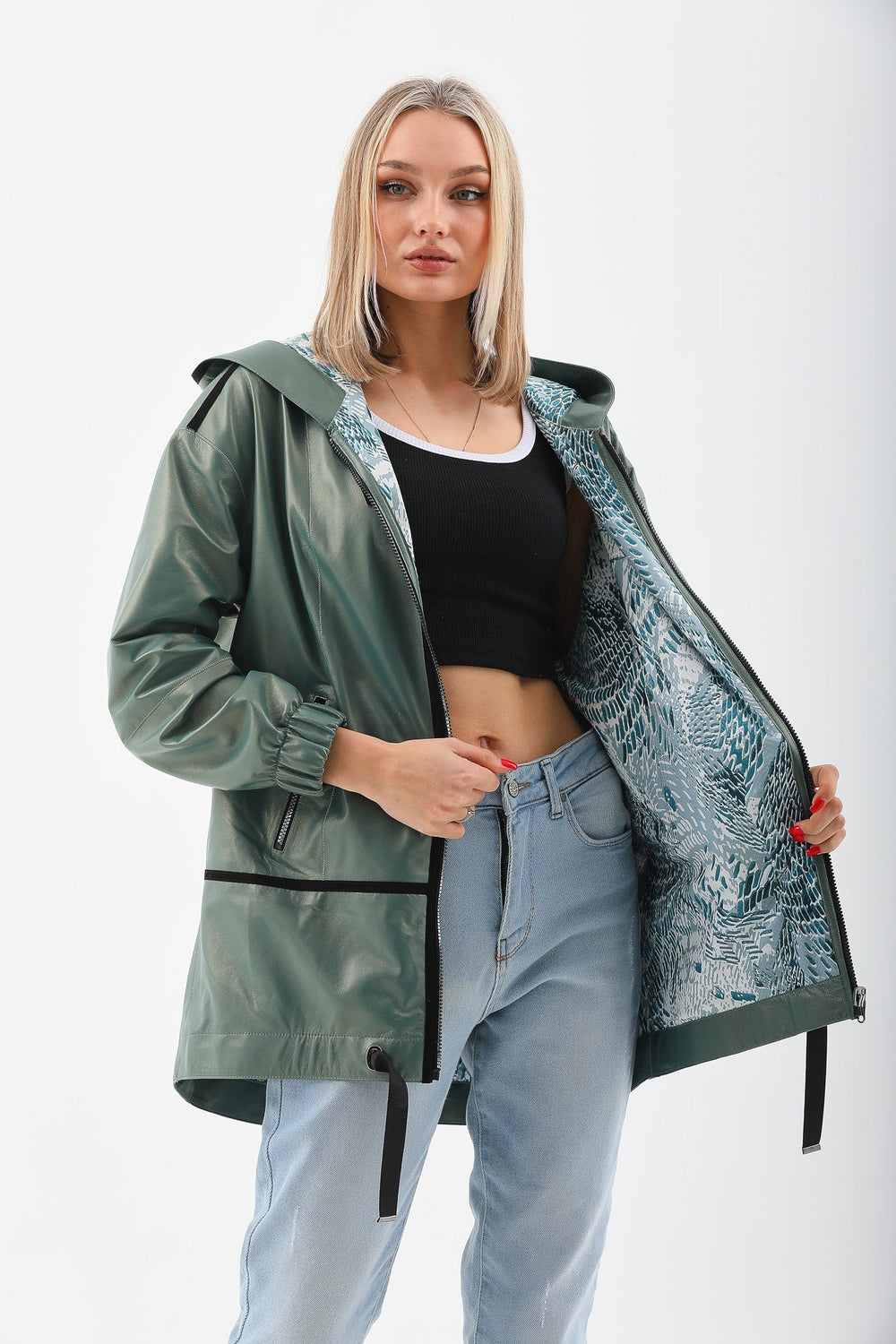 The Sage Olive Green Leather Jacket - Vinci Leather