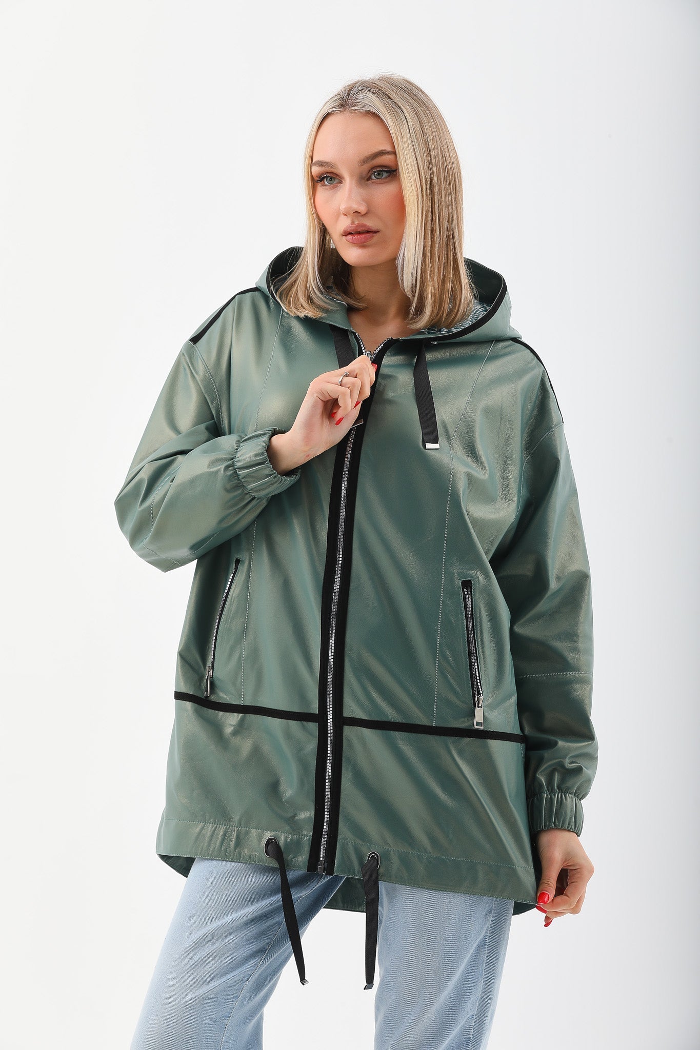 The Sage Olive Green Leather Jacket - Vinci Leather