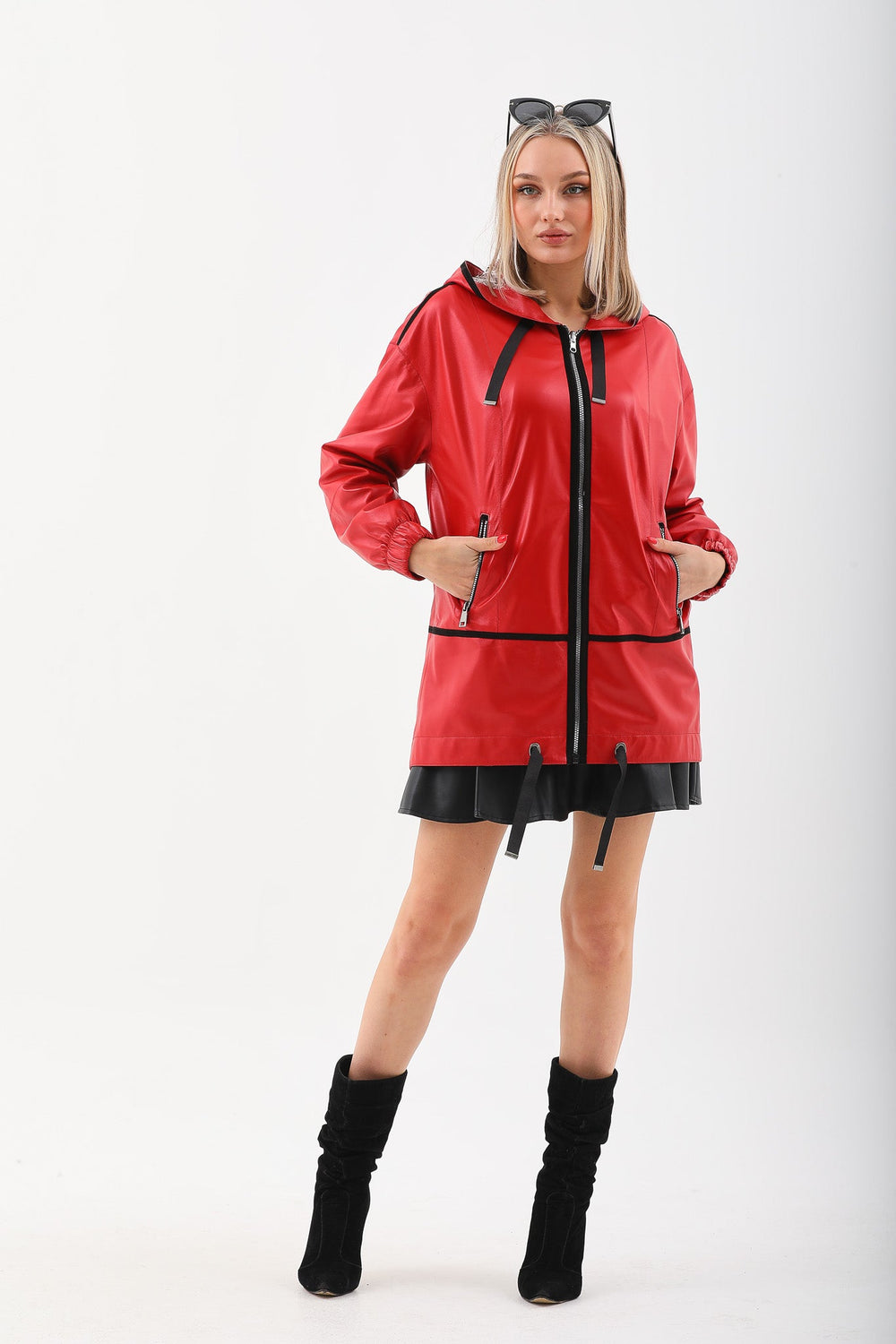 The Vega Red Reversible Leather Jacket - Vinci Leather