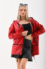 The Vega Red Reversible Leather Jacket - Vinci Leather