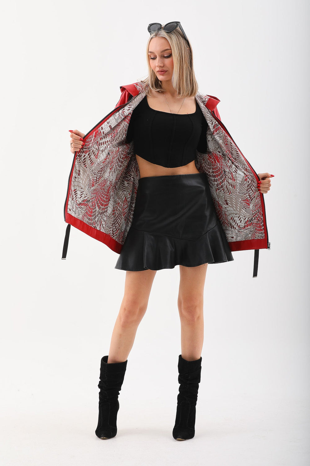 The Vega Red Reversible Leather Jacket - Vinci Leather