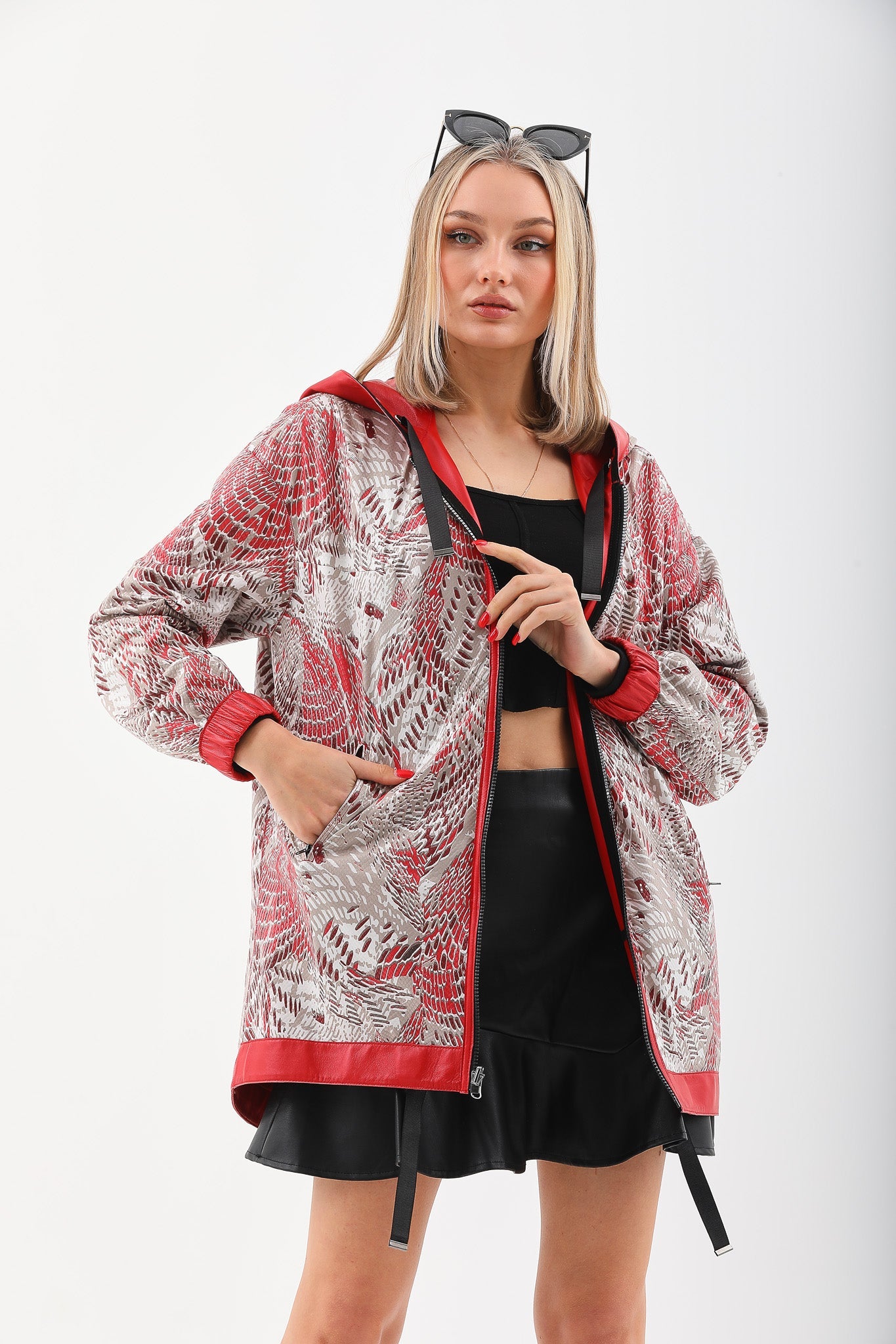 The Vega Red Reversible Leather Jacket - Vinci Leather