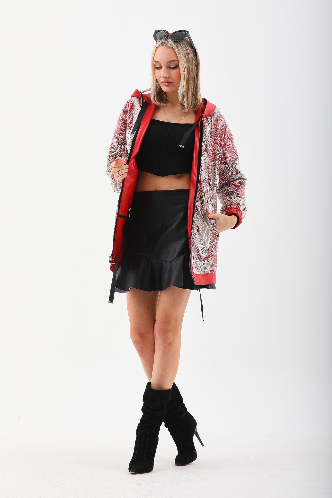 The Vega Red Reversible Leather Jacket - Vinci Leather