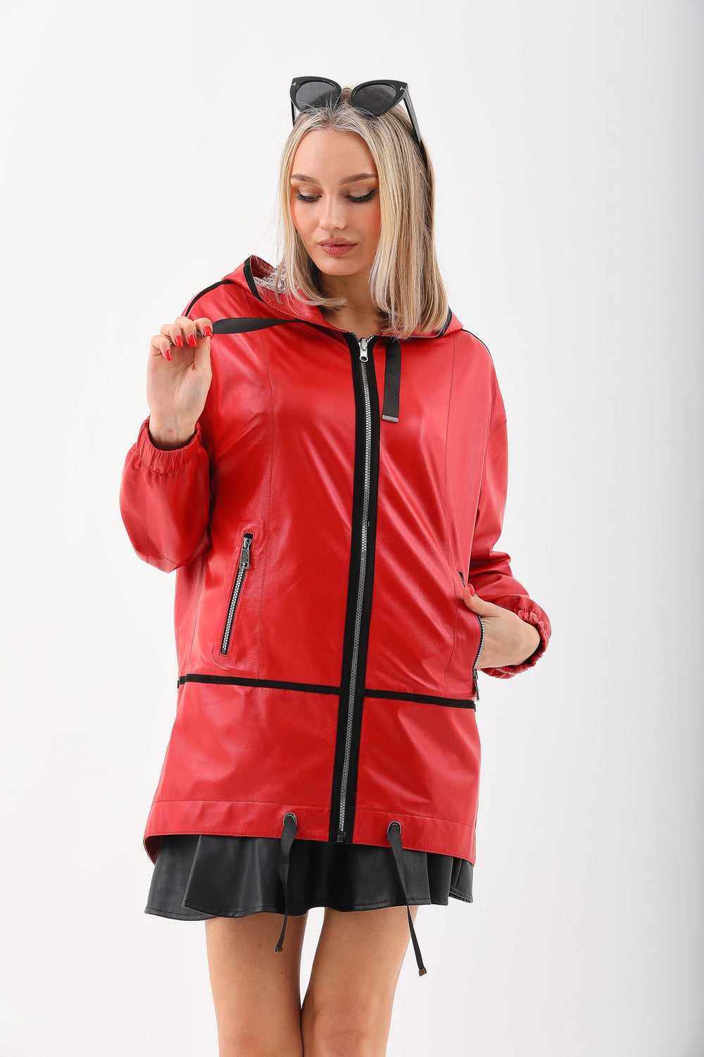 The Vega Red Reversible Leather Jacket - Vinci Leather