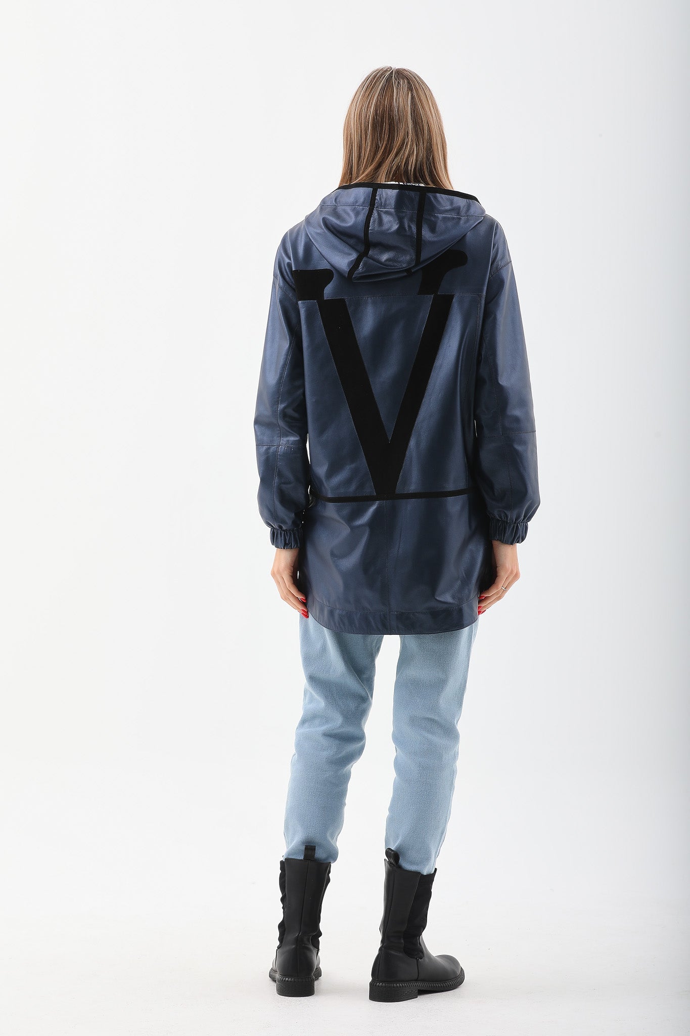 The Vega Navy Reversible Leather Jacket - Vinci Leather