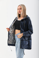 The Vega Navy Reversible Leather Jacket - Vinci Leather