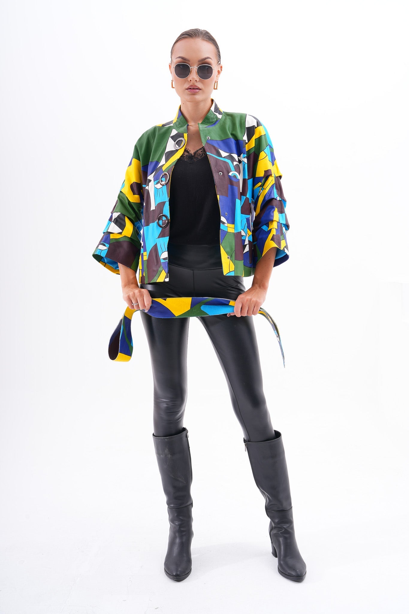 The Odessa Geometric Art Leather Jacket - Vinci Leather