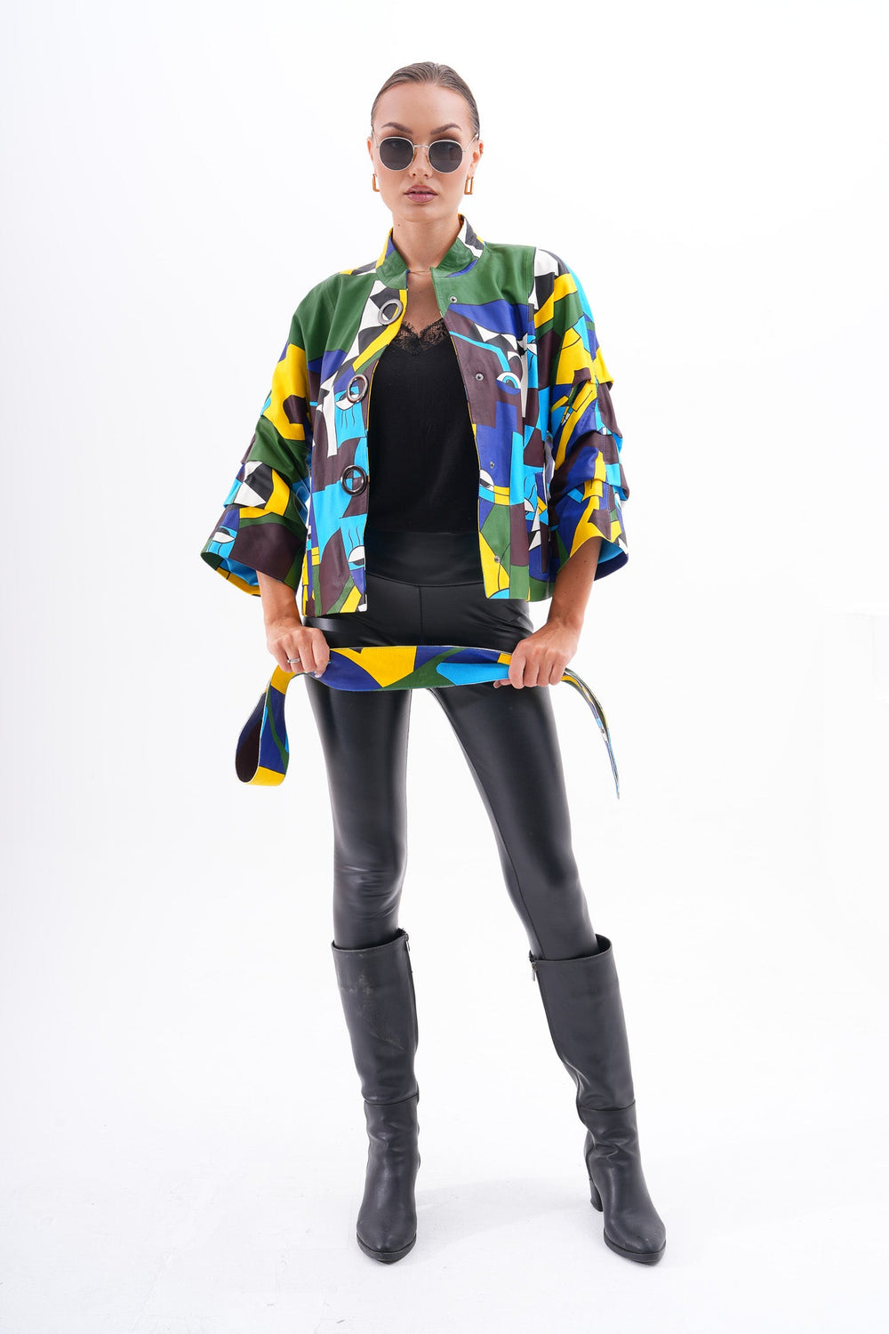 The Odessa Geometric Art Leather Jacket - Vinci Leather