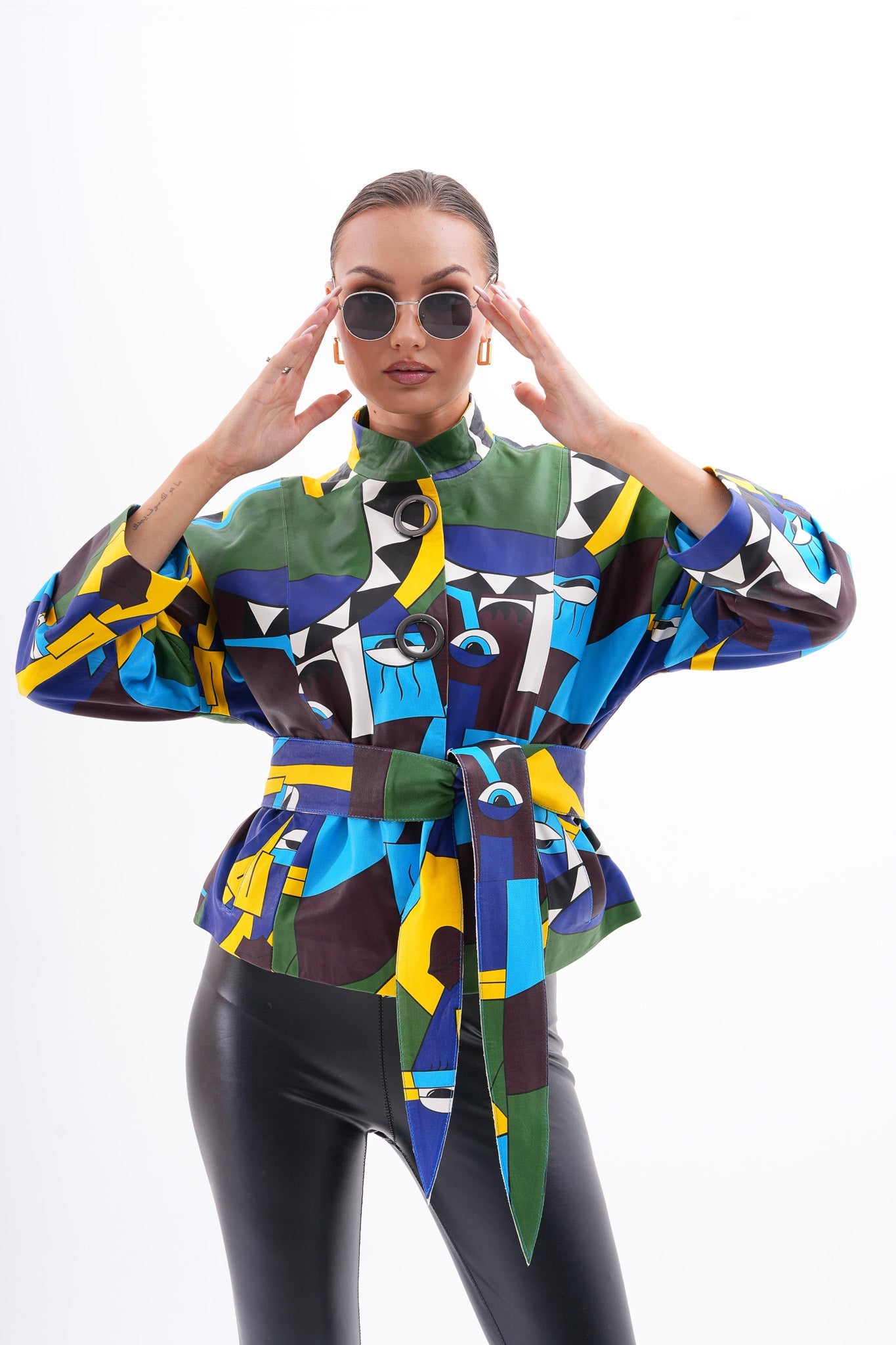 The Odessa Geometric Art Leather Jacket - Vinci Leather