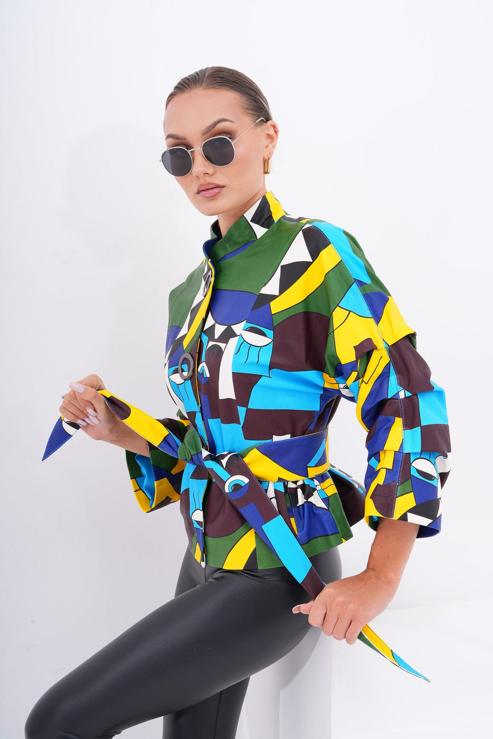 The Odessa Geometric Art Leather Jacket - Vinci Leather