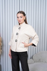 The Odessa Cream Leather Jacket - Vinci Leather