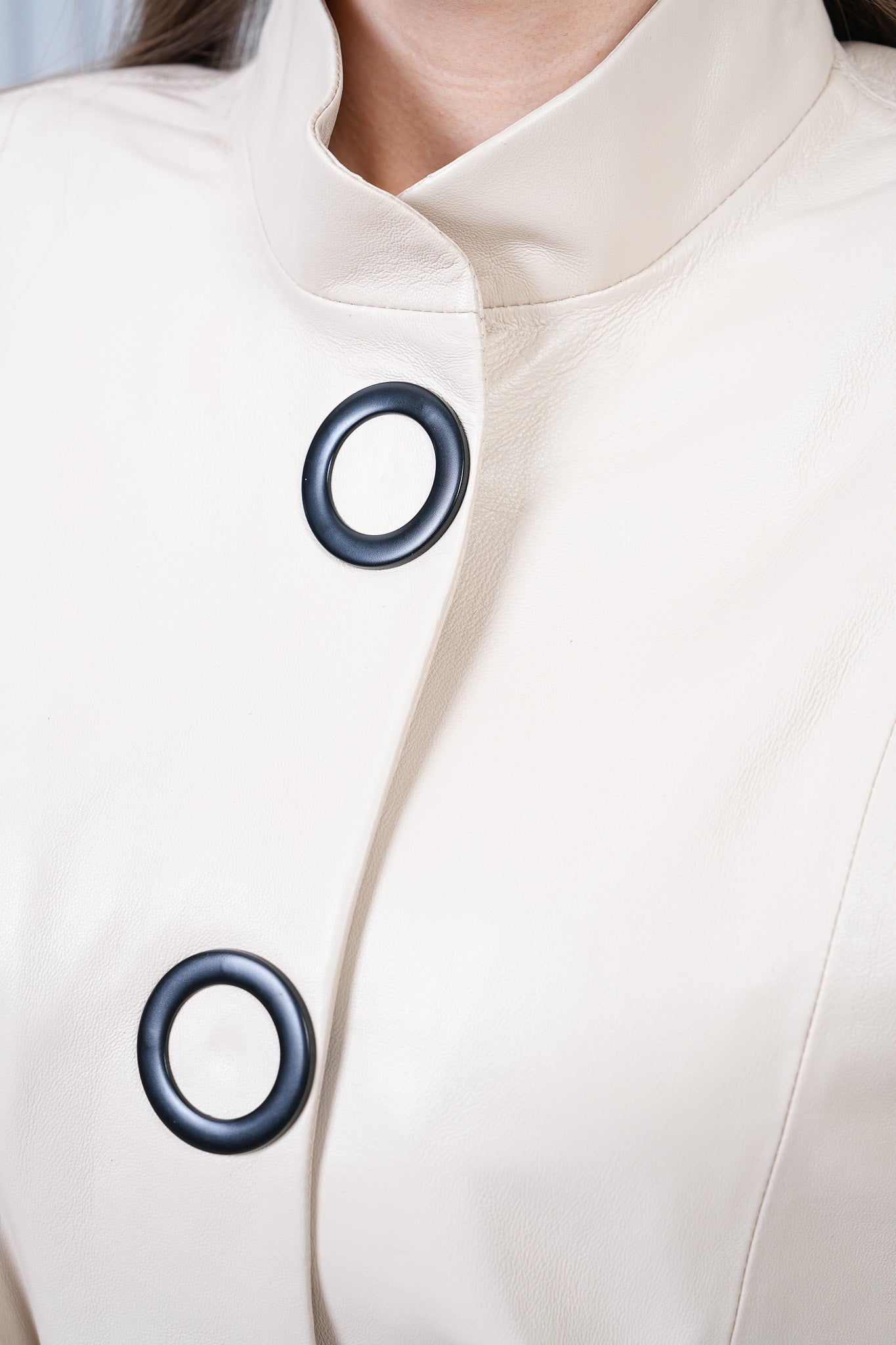 The Odessa Cream Leather Jacket - Vinci Leather
