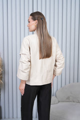 The Odessa Cream Leather Jacket - Vinci Leather