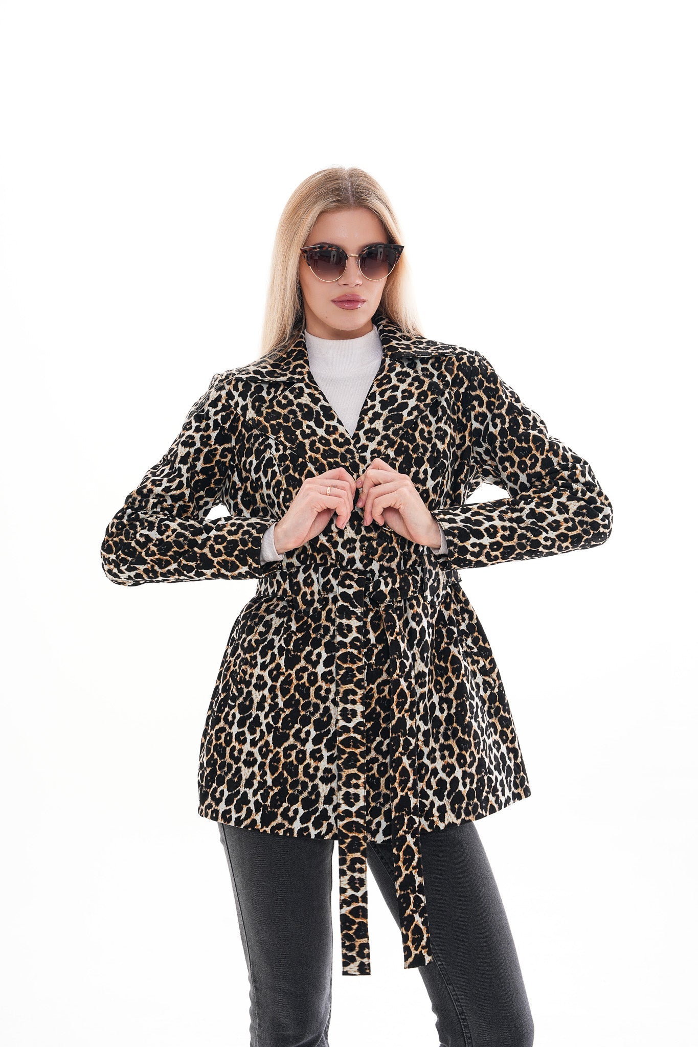 Sienna Abstract Art Leather Jacket – Leopard Edition - Vinci Leather
