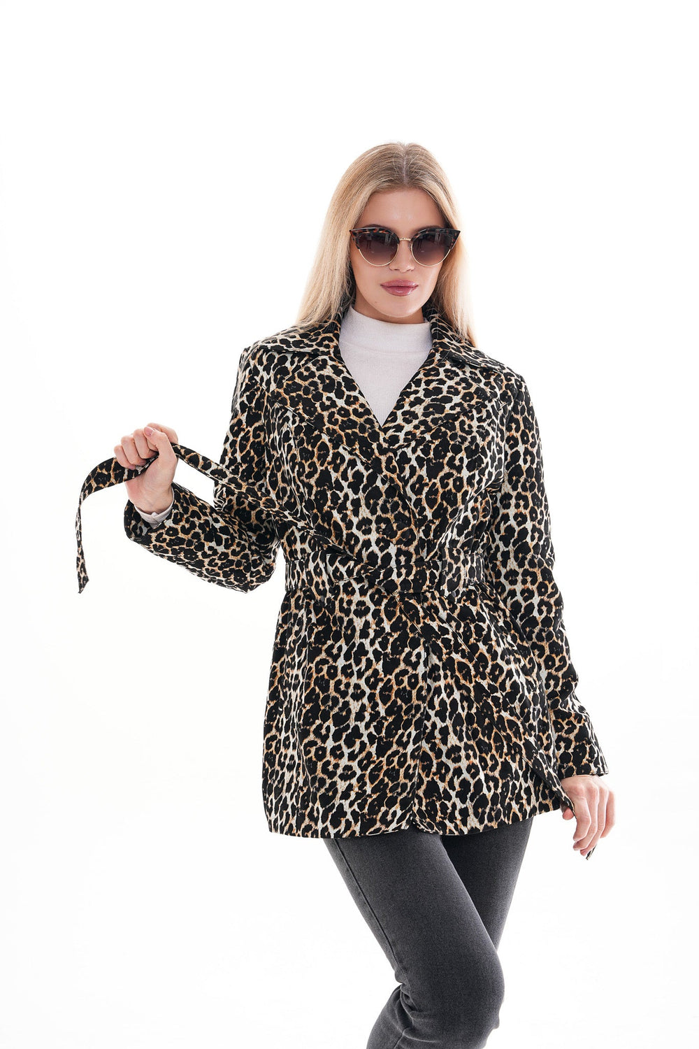 Sienna Abstract Art Leather Jacket – Leopard Edition - Vinci Leather