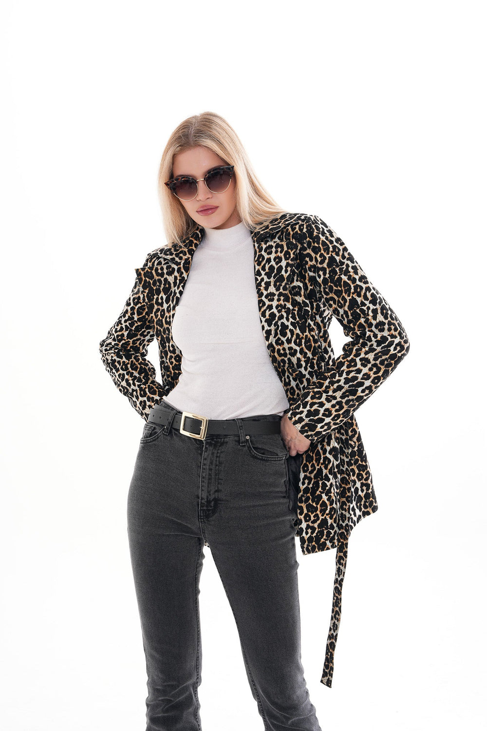 Sienna Abstract Art Leather Jacket – Leopard Edition - Vinci Leather