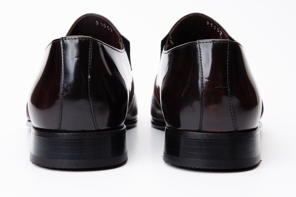 The Everest Burgundy Burneshed Leather Cap Toe Dress Loafer Shoe - Vinci Leather