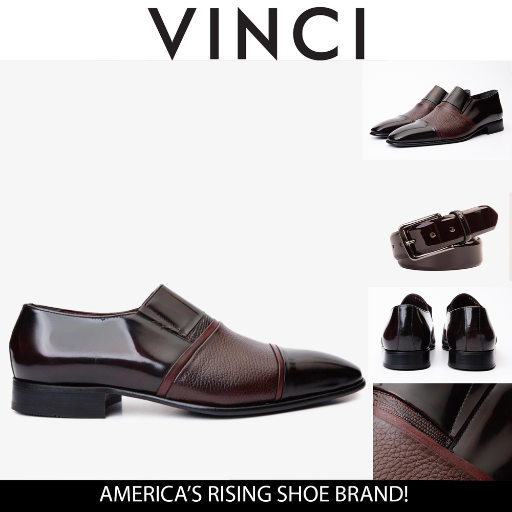 The Everest Burgundy Burneshed Leather Cap Toe Dress Loafer Shoe - Vinci Leather