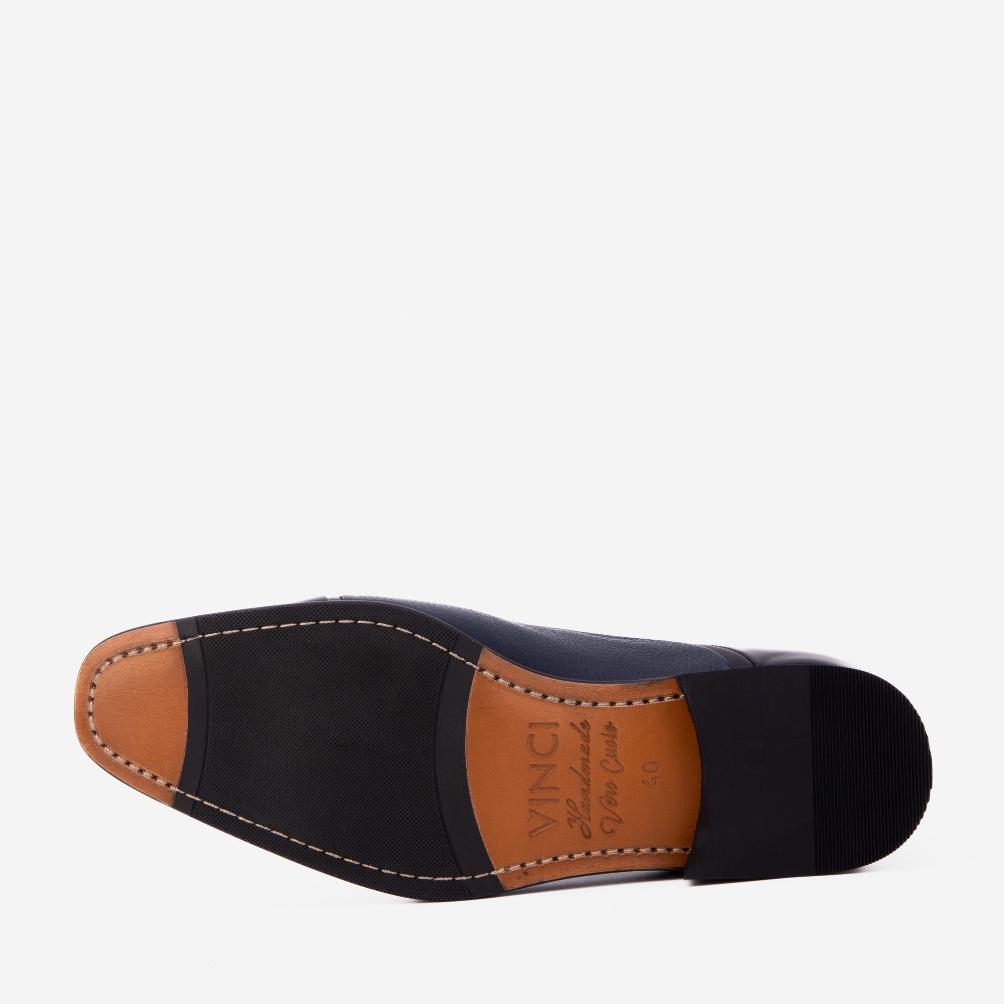 The Rockwell Handmade Navy Blue Leather Cap Toe Oxford Shoe - Vinci Leather