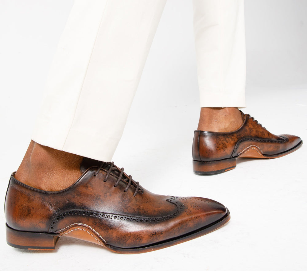 The Royal Hand Craft Brown Wingtip Oxford Shoe - Vinci Leather