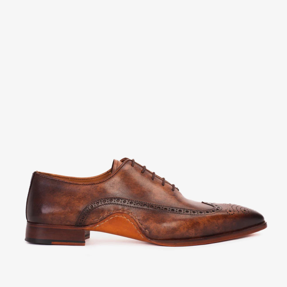 The Royal Hand Craft Brown Wingtip Oxford Shoe - Vinci Leather