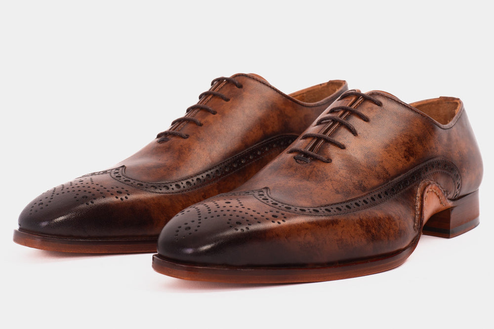 The Royal Hand Craft Brown Wingtip Oxford Shoe - Vinci Leather
