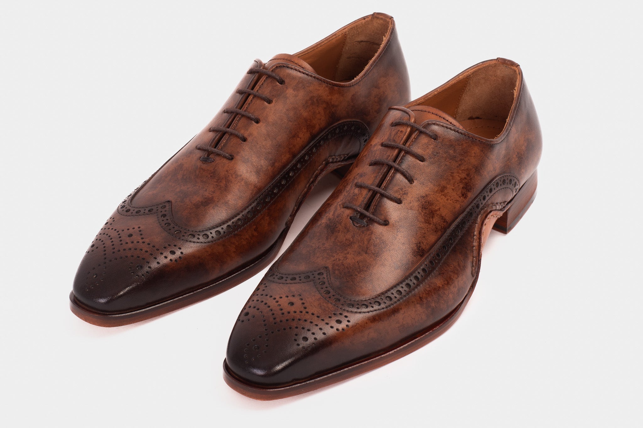 The Royal Hand Craft Brown Wingtip Oxford Shoe - Vinci Leather
