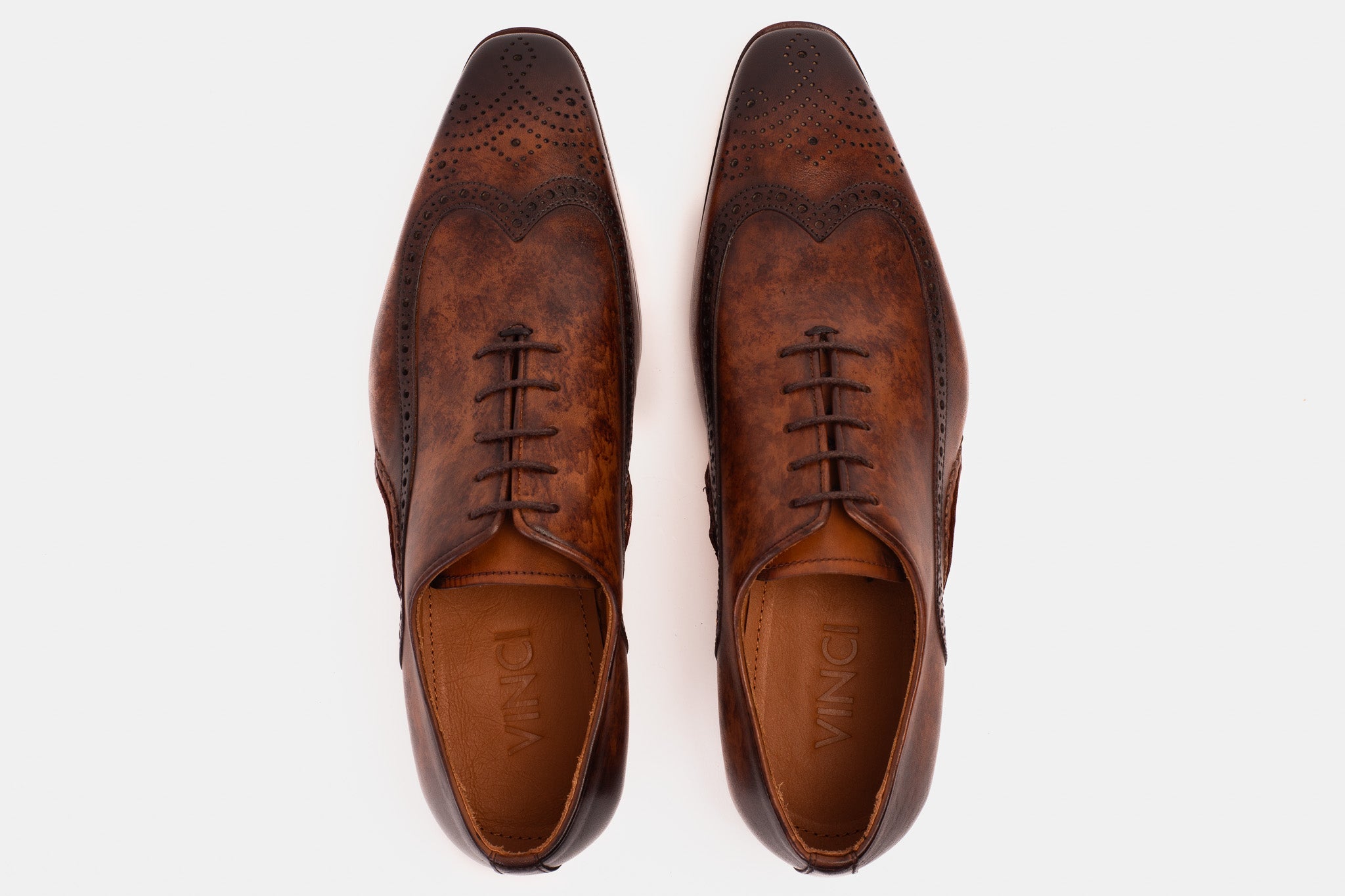 The Royal Hand Craft Brown Wingtip Oxford Shoe - Vinci Leather