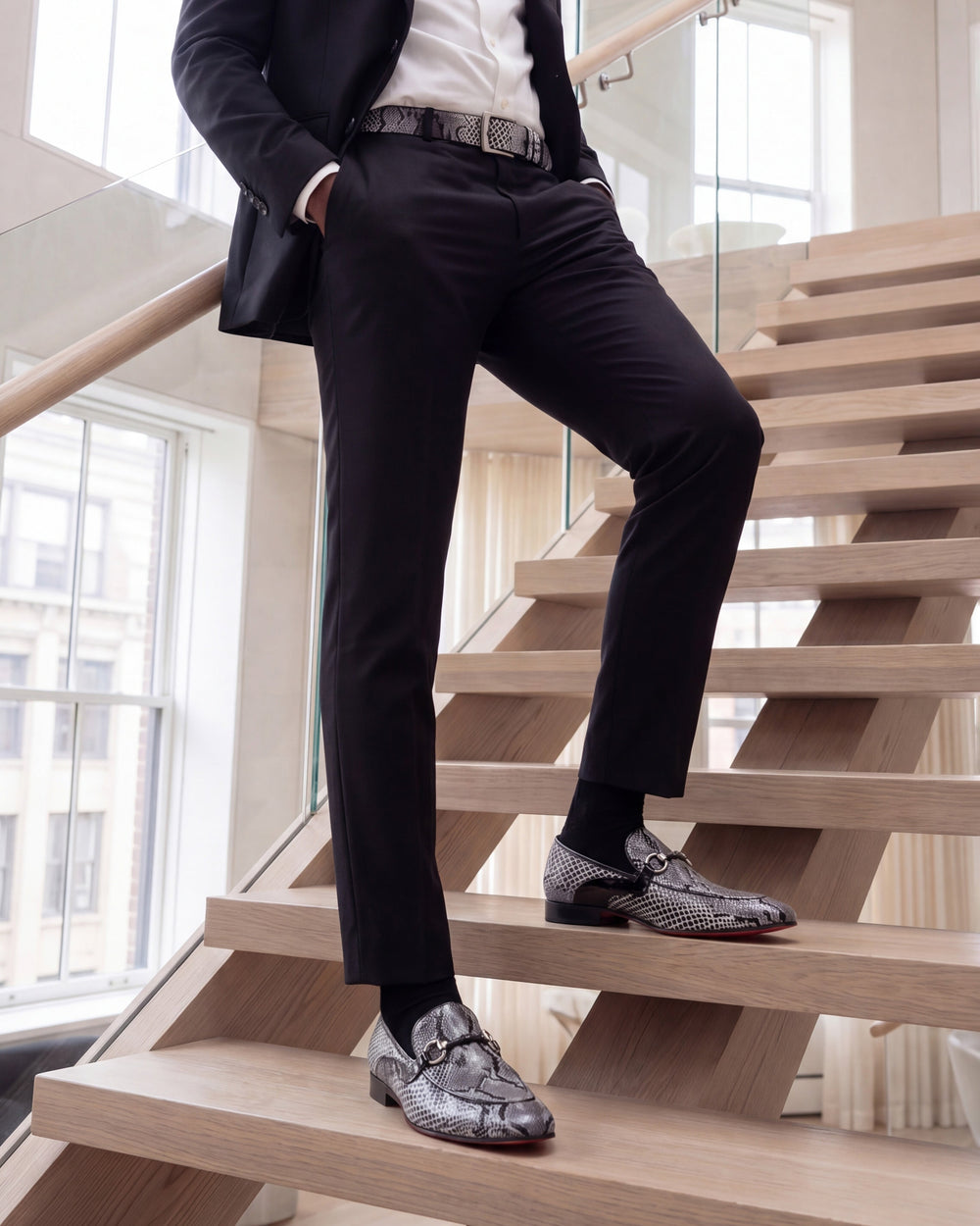 The Milano Black\/White Shoe Bit Loafer  shoe - Vinci Leather