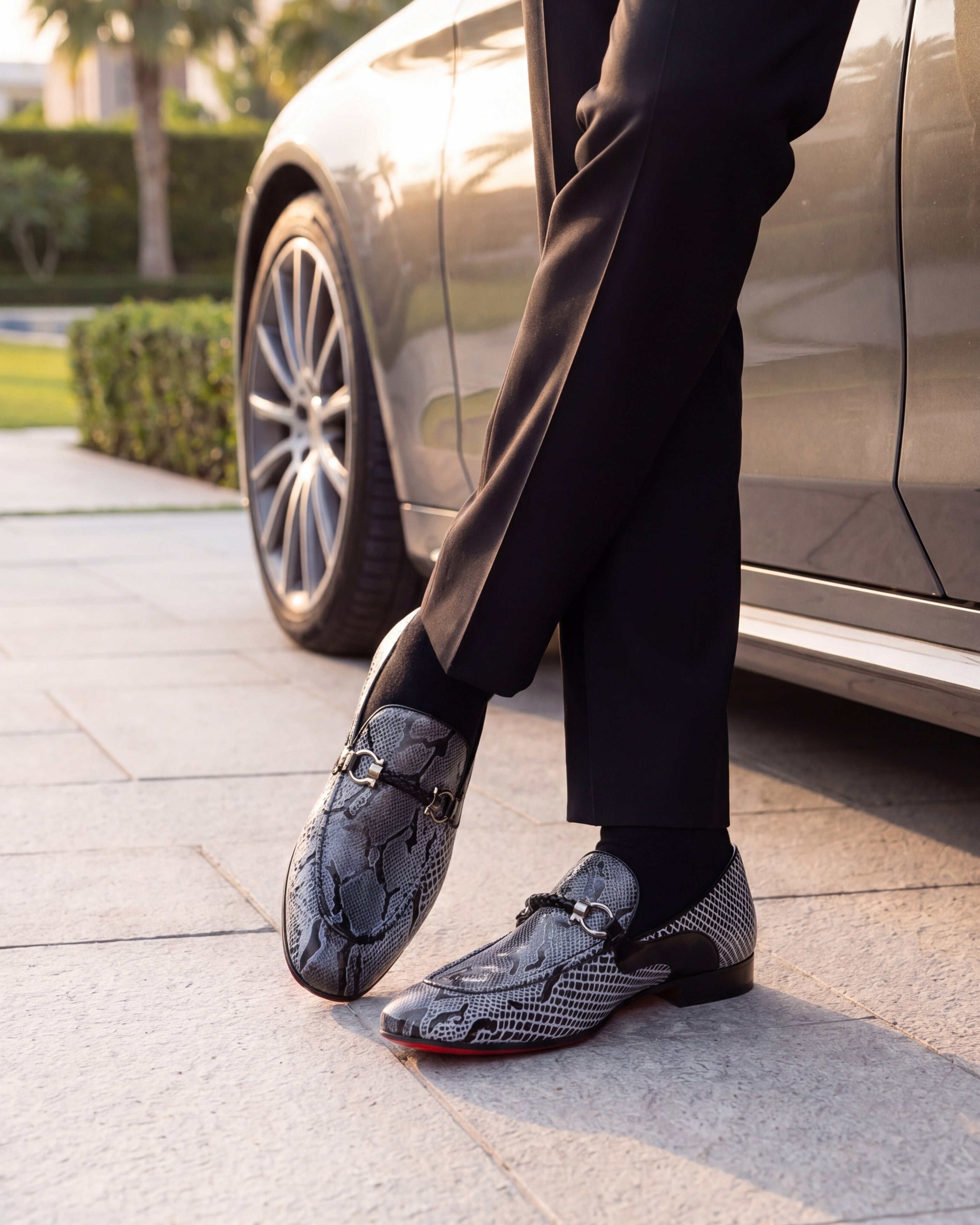 The Milano Black\/White Shoe Bit Loafer  shoe - Vinci Leather
