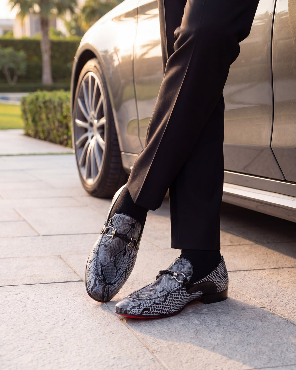 The Milano Black\/White Shoe Bit Loafer  shoe - Vinci Leather