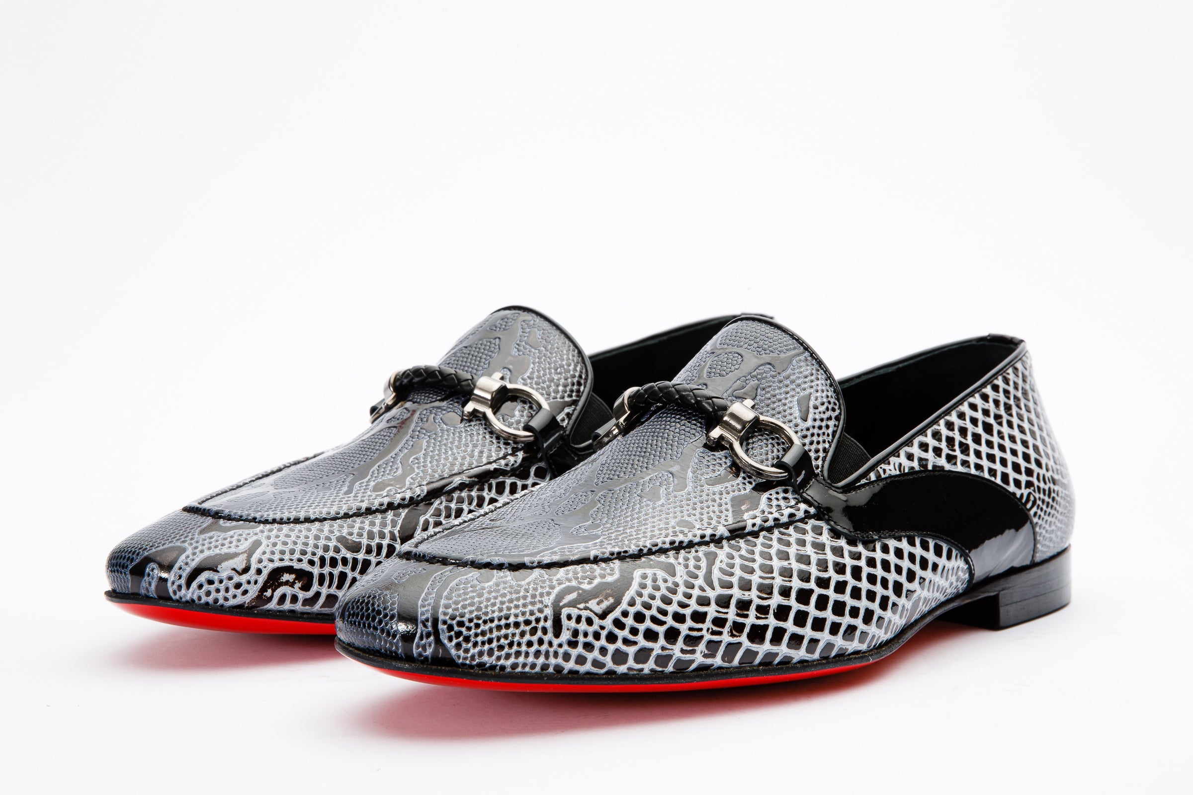 The Milano Black\/White Shoe Bit Loafer  shoe - Vinci Leather