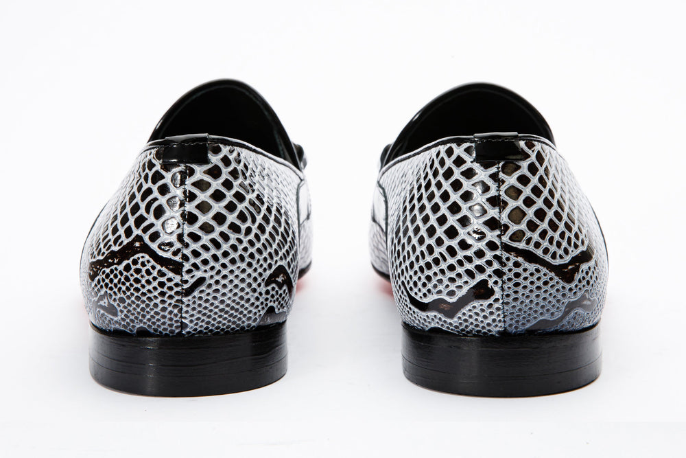 The Milano Black\/White Shoe Bit Loafer  shoe - Vinci Leather