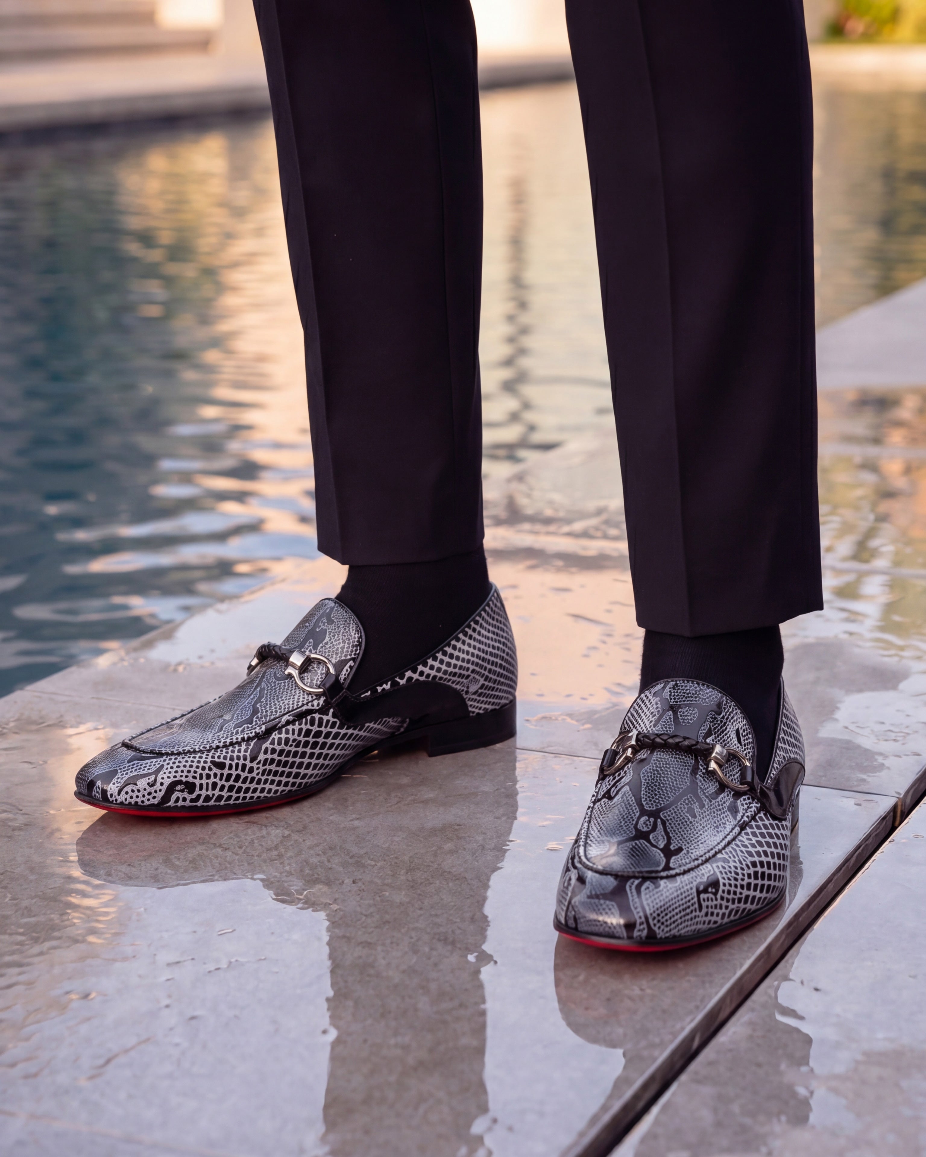 The Milano Black\/White Shoe Bit Loafer  shoe - Vinci Leather