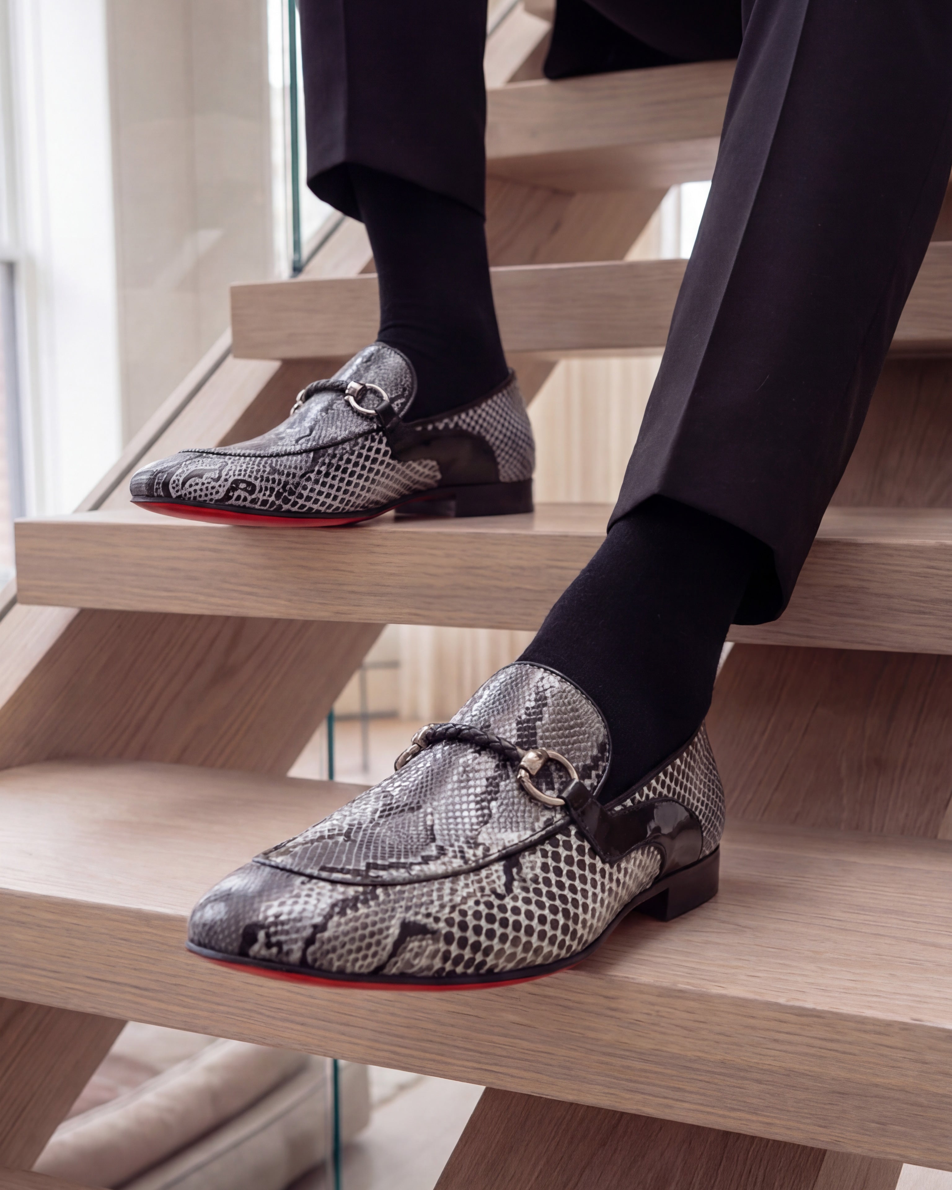 The Milano Black\/White Shoe Bit Loafer  shoe - Vinci Leather