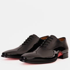The Royal Hand Craft Black Patent Leather Plain Toe Oxford Shoe - Vinci Leather