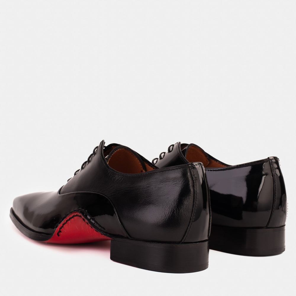 The Royal Hand Craft Black Patent Leather Plain Toe Oxford Shoe - Vinci Leather