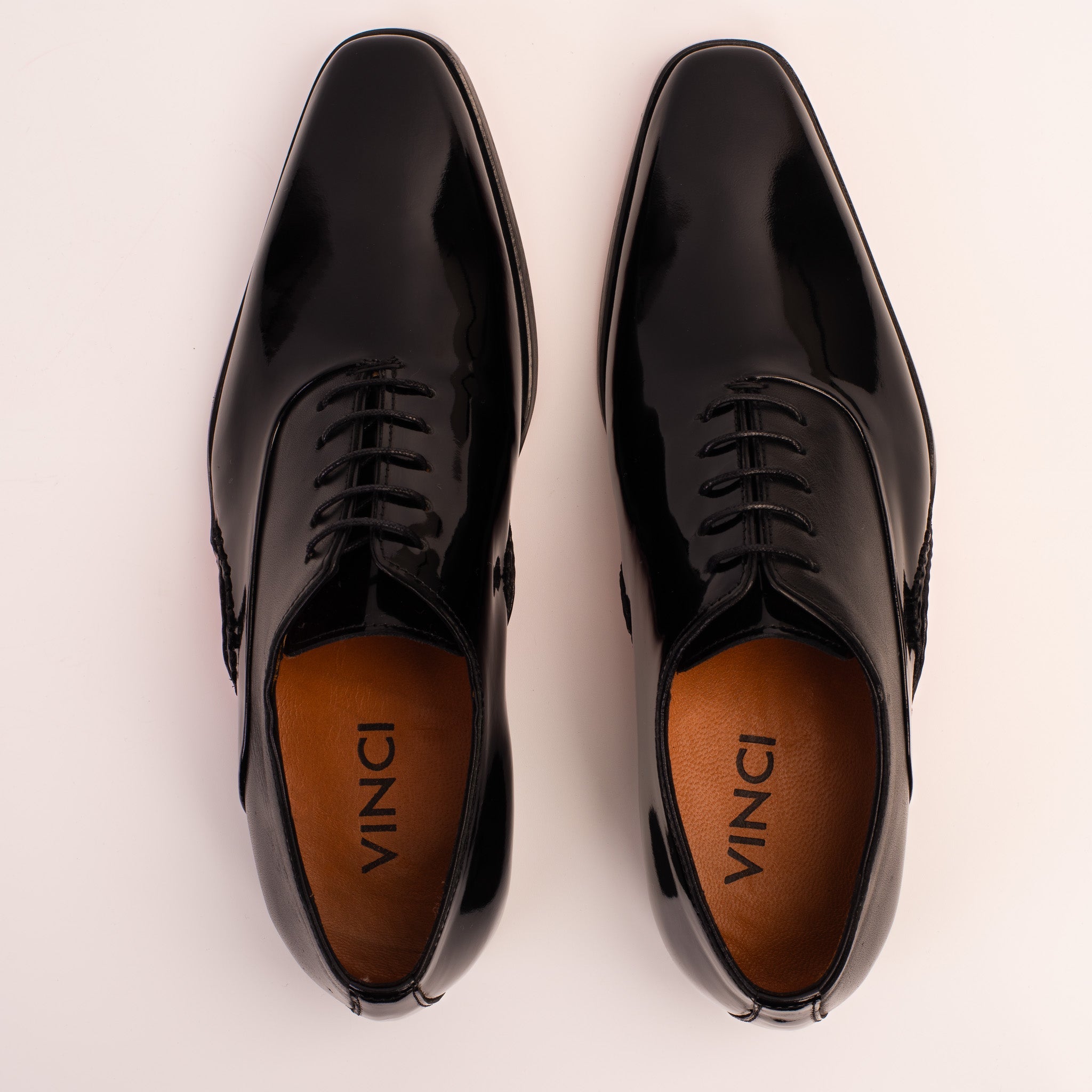 The Royal Hand Craft Black Patent Leather Plain Toe Oxford Shoe - Vinci Leather