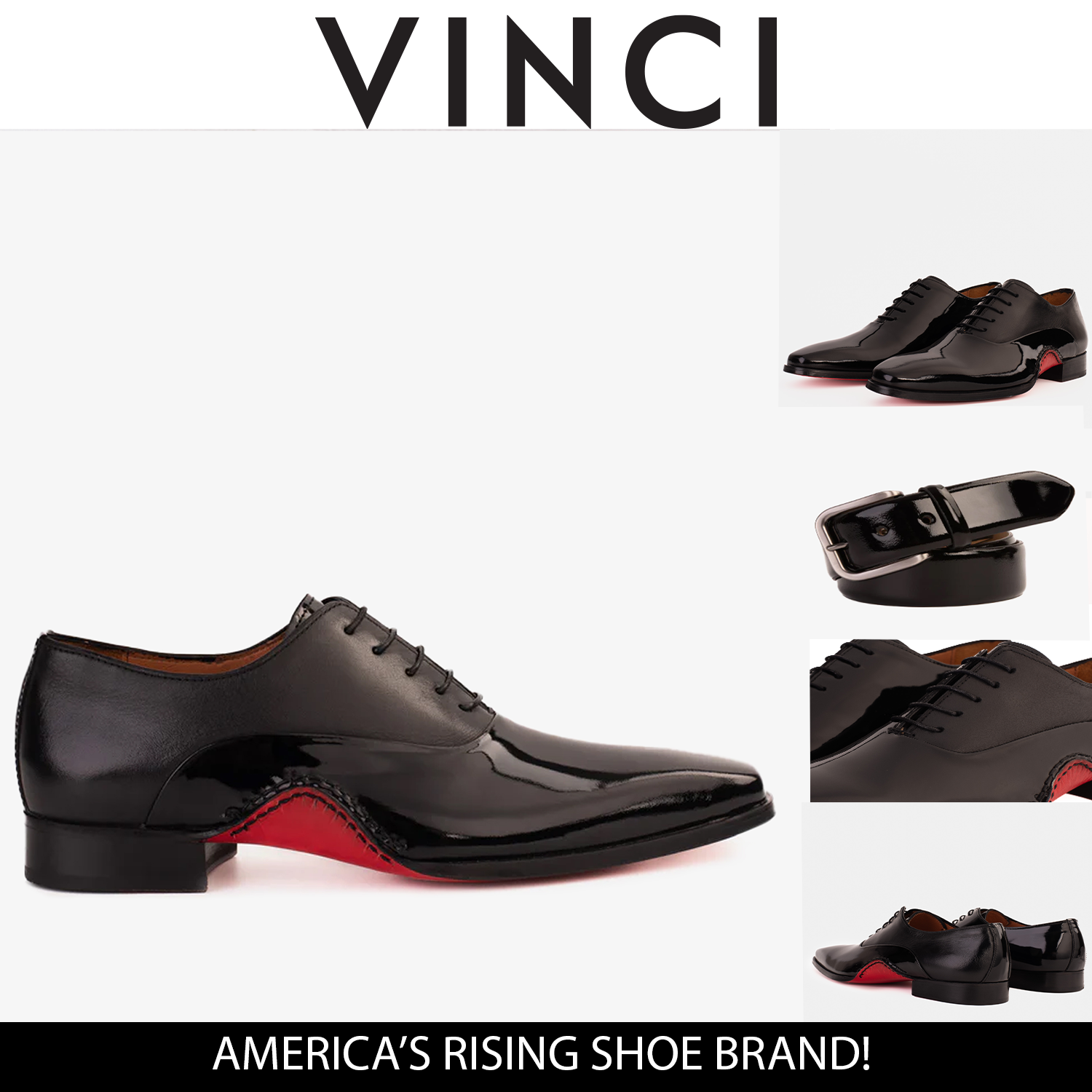 The Royal Hand Craft Black Patent Leather Plain Toe Oxford Shoe - Vinci Leather