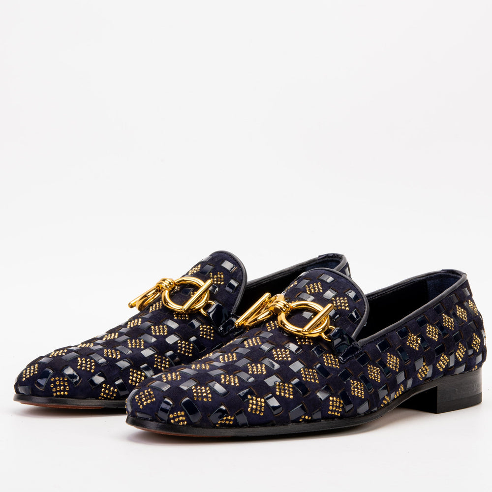 The Vicino Shoe Navy Blue Bit Dress Loafer Shoe - Vinci Leather