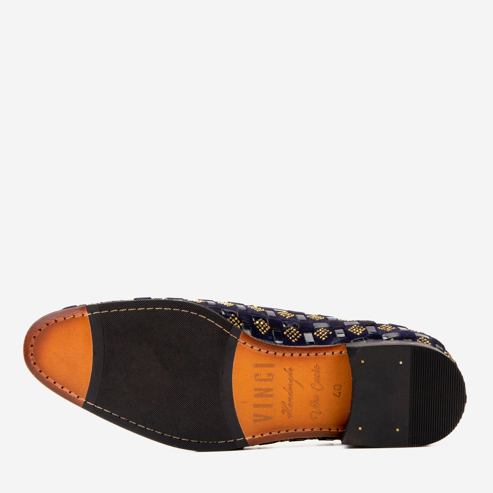 The Vicino Shoe Navy Blue Bit Dress Loafer Shoe - Vinci Leather