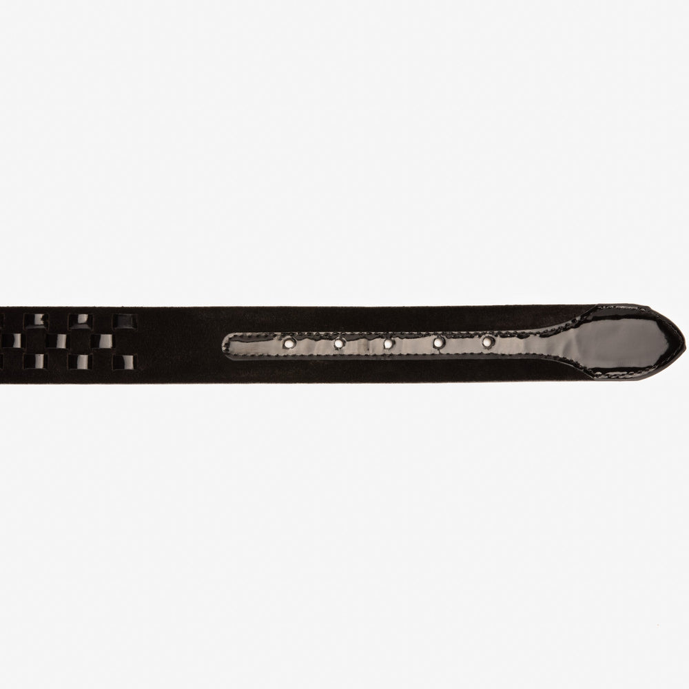 The Eugene Black Gold Woven Leather Belt - Vinci Leather