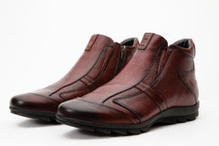 The Montreal Burgundy Leather Casual Zip-Up Ankle Boot - Vinci Leather