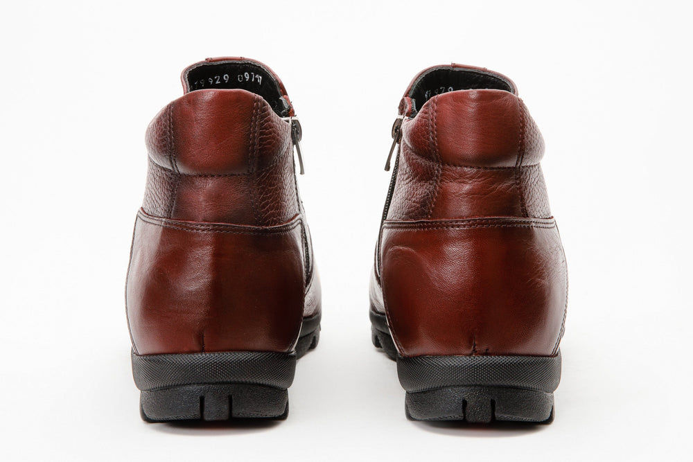 The Montreal Burgundy Leather Casual Zip-Up Ankle Boot - Vinci Leather