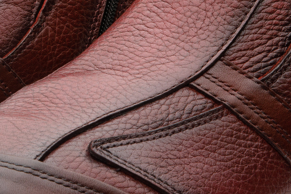 The Montreal Burgundy Leather Casual Zip-Up Ankle Boot - Vinci Leather