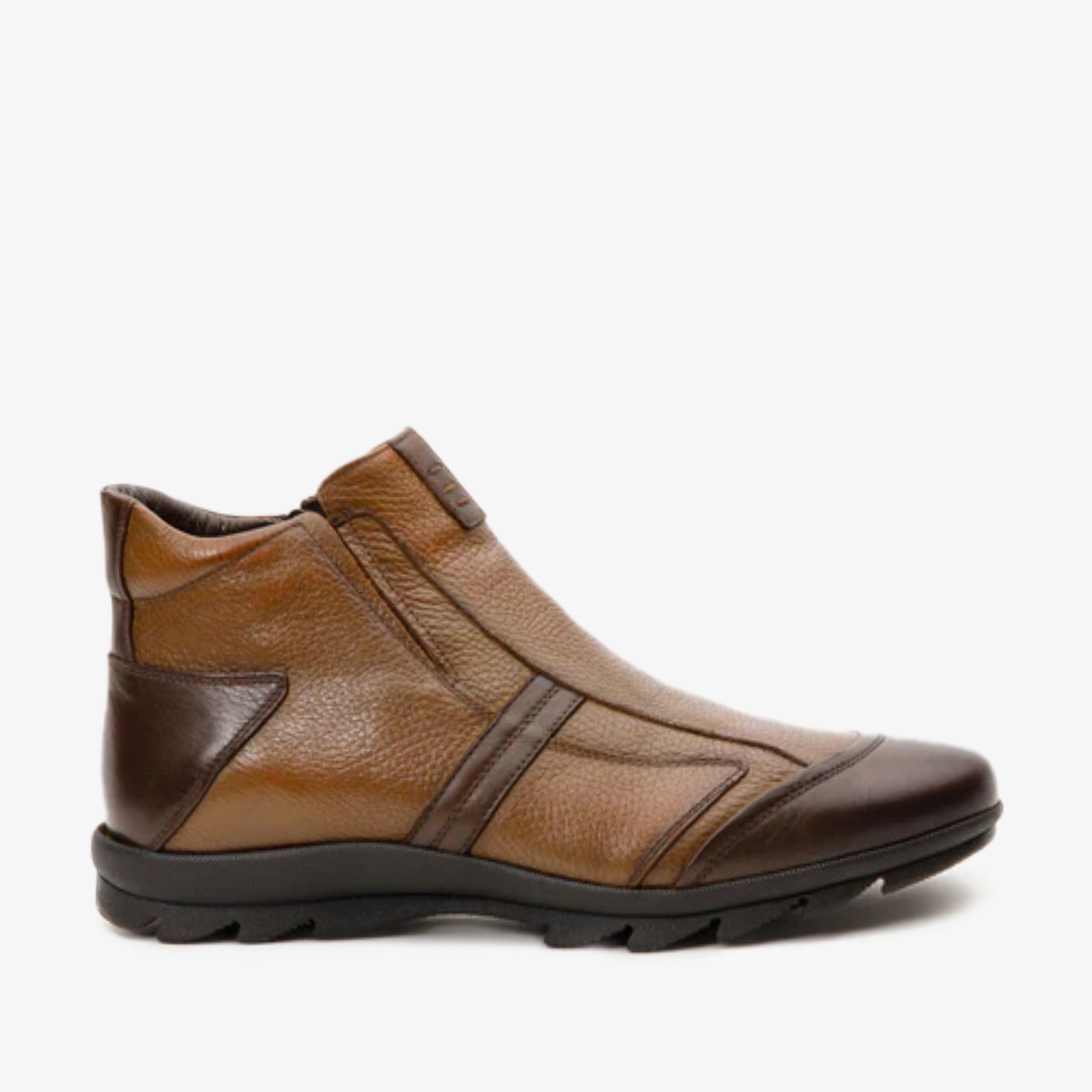 The Montreal Brown Leather Casual Zip-Up Ankle Boot - Vinci Leather