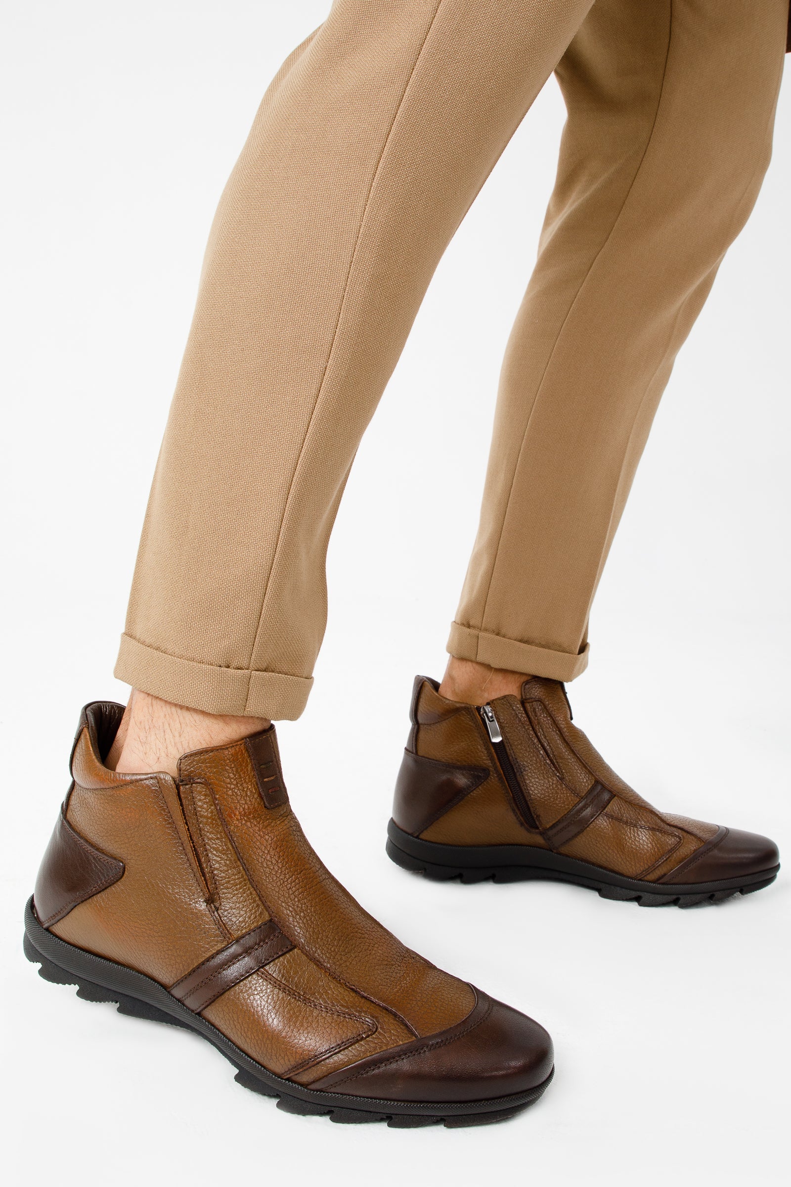 The Montreal Brown Leather Casual Zip-Up Ankle Boot - Vinci Leather